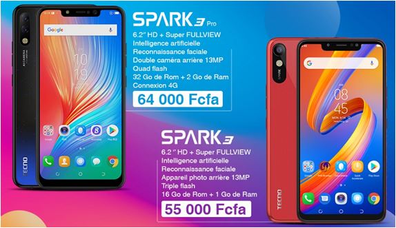 Les nouveaux SPARK 3 de Tecno Mobile prix et disponibilité