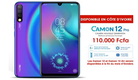 Le Tecno Camon 12 PRO est déjà disponible en Côte d'Ivoire