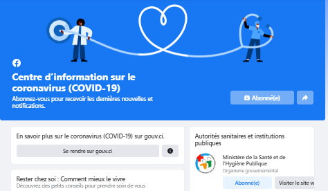 Facebook lance un centre d'information COVID-19 en Côte d'Ivoire et dans 16 autres pays africains
