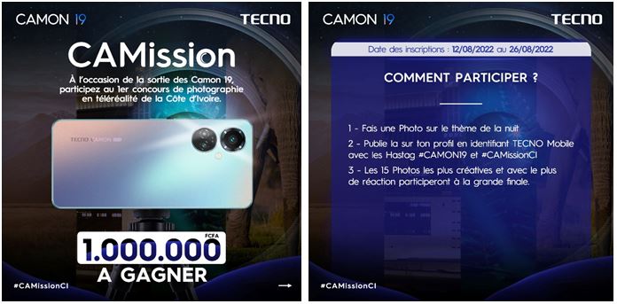 CAMissionCI Concours de photographie mobile, 1 000 000 CFA à gagner et un TECNO CAMON 19 Pro