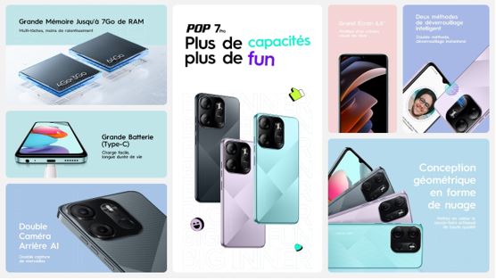 Les Tecno Pop 7 Des smartphones élégants et performants à moindre coût
